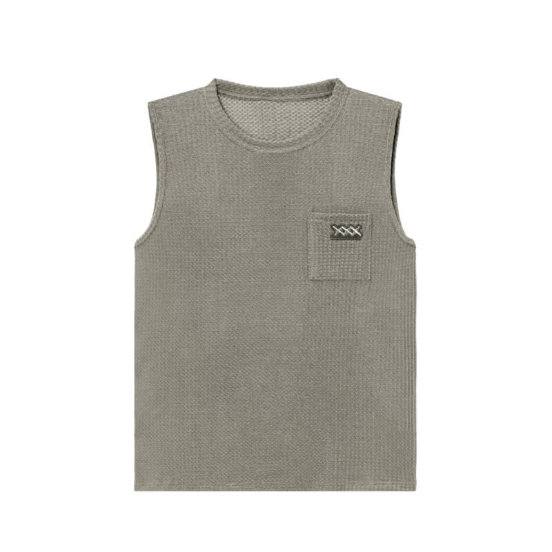 Men's Waffle Knit Tank Top with Pocket