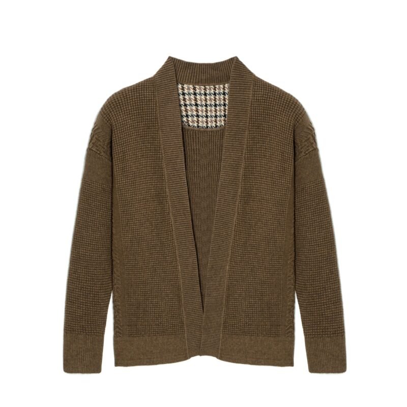 Men's Open-Front Draped Cardigan Textured Knit