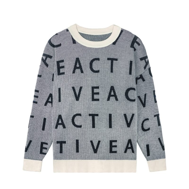 Men's Graphic Crew Neck Sweater Letters Pattern
