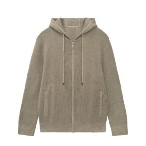 Men Ribbed Knit Full Zip Hoodie