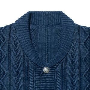 Men Aran Knit Shawl Collar Cardigan