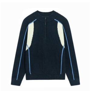 Men's Sporty Knit Half-Zip Sweater - Color Block Jumper