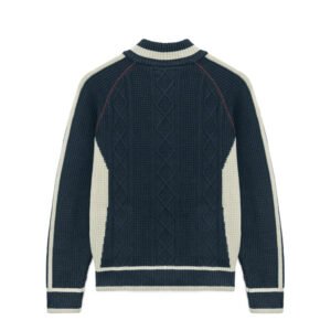 Men's Cotton Knit Track Jacket - Sporty Color Block Full-Zip