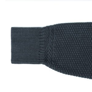 Men's Textured Cotton V-Neck Sweater - Detail Collar Jumper