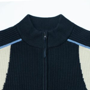 Men's Sporty Knit Half-Zip Sweater - Color Block Jumper
