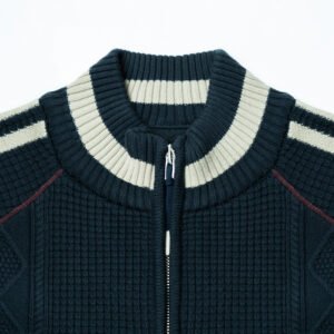 Men's Cotton Knit Track Jacket - Sporty Color Block Full-Zip